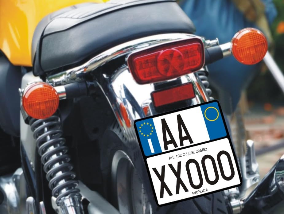 (Publi 2000) TARGA REPLICA SOSTITUTIVA IN ALLUMINIO PERSONALIZZABILE Codice della strada Art.102 D.LGS. 285/92 - COMUNICARE IL NUMERO DI TARGA A: email: publi2000@libero.it - Tel. 3282918072