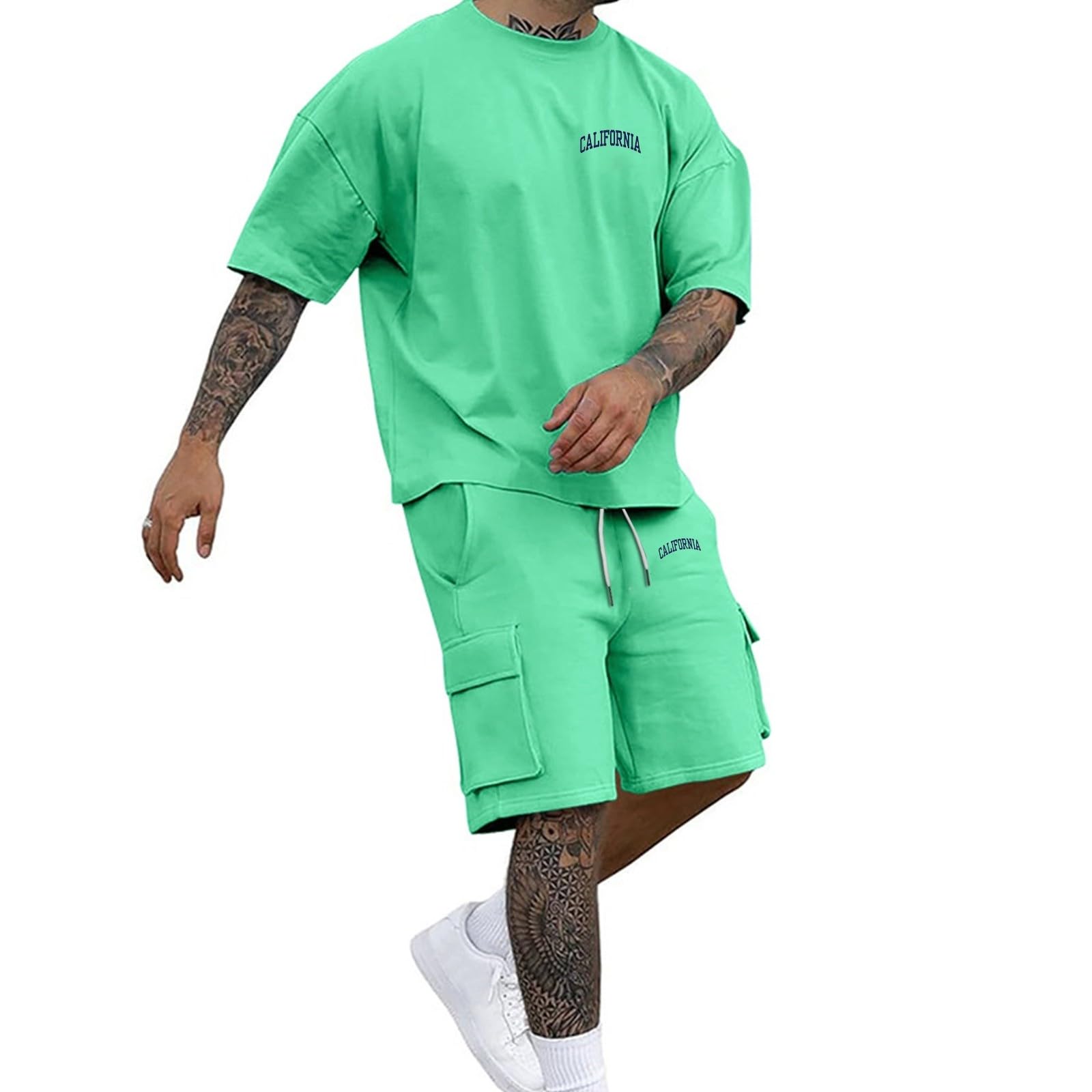 Ensemble Homme Décontracté Short Tissu Non Extensible Facile d'Entretien