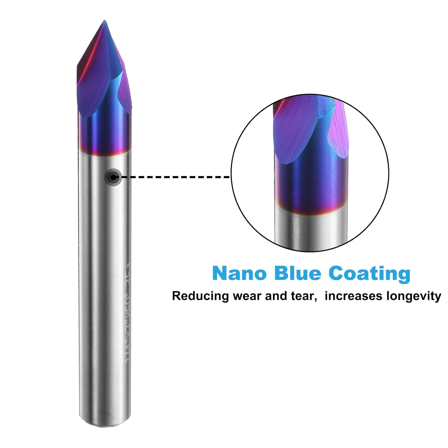 uxcell V Groove Router Bit 60 Degree 1/4" Shank CNC Engraving Bits with Nano Blue Coated Solid Carbide Cutter for Fine Carving Sign Making 2pcs