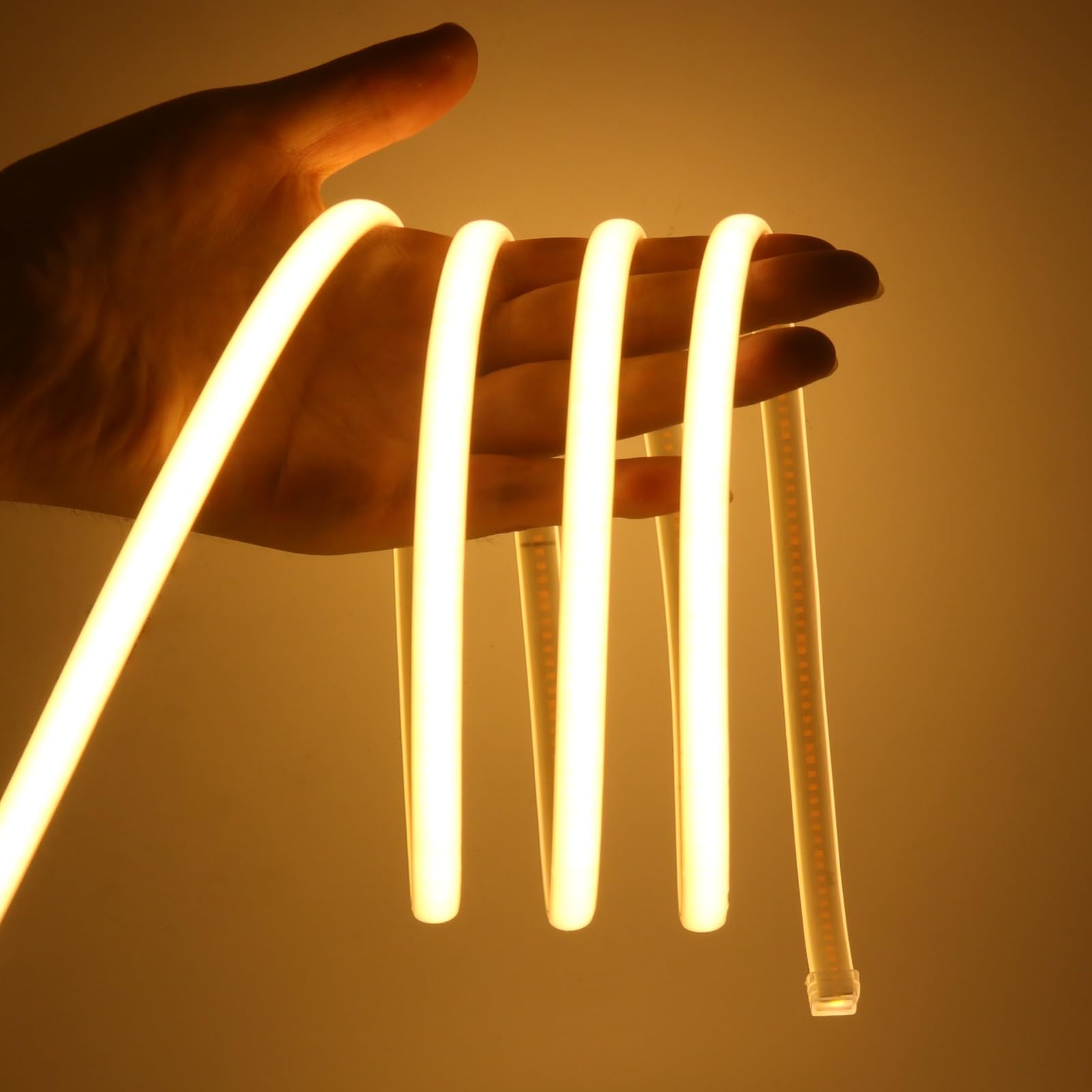 KISUFU Tira LED COB 220V, IP67 Impermeable 288 LED/m Neon Tira de luces LED, 50cm cuttable Flexible Strip para Decoración del Hogar, Cocina, Espejo, Fiesta DIY.