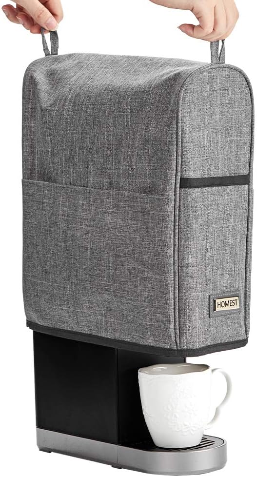 HOMEST Dust Cover Compatible with Keurig K-Mini, Single Serve Coffee Makers Cover with Storage Pockets for K Cup, COVER ONLY, Gray