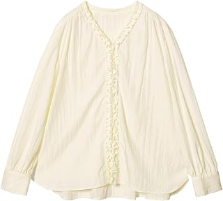 WEB限定 Wardrobe DAILY MINIMAL ラッフル Vネックブラウス ウォッシャブル 16116000004