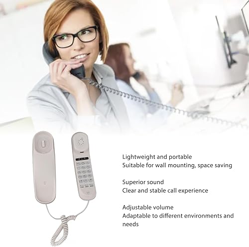 Miniatura 5 de Teléfono doméstico con cable, teléfonos de pared retro para teléfono fijo, teléfono de escritorio analógico con diseño de teléfono de pared vintage,
