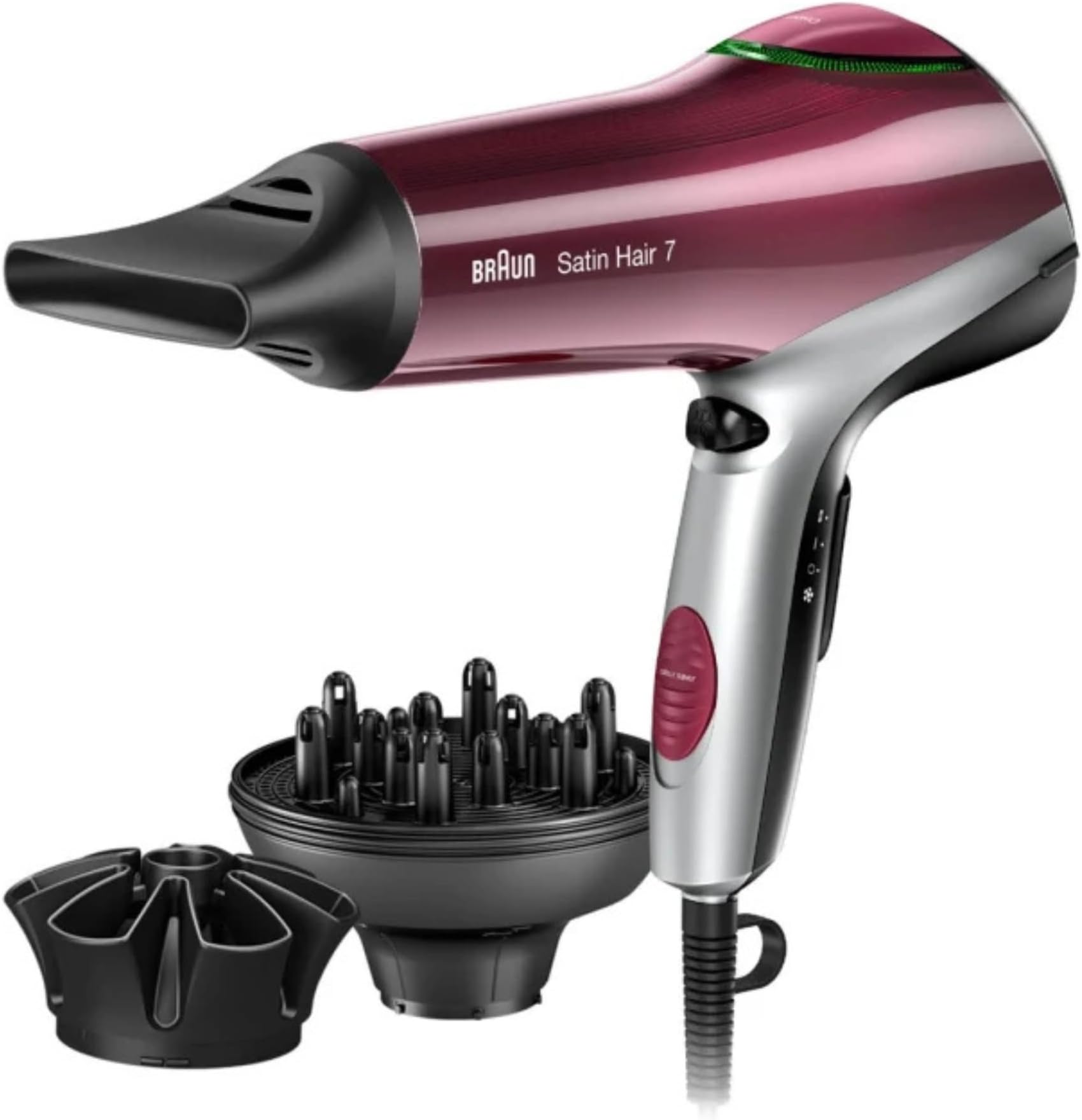 Satin Hair 7, Hair Dryer HD 770, Color Saver and Iontec Technology with Professional Style Nozzles, 2200 Watts , Multicolor