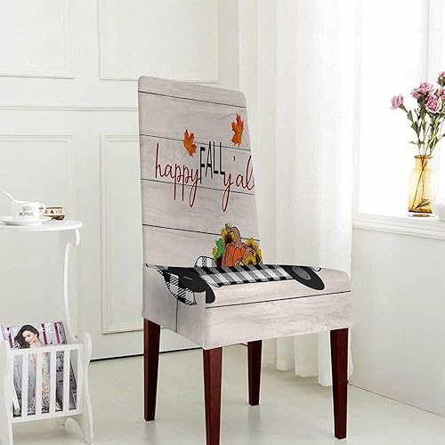 Miniatura 3 de WONDERTIFY Fundas de silla de Acción de Gracias para comedor, otoño, calabaza, cosecha, camión, fundas elásticas para decoración del hogar y