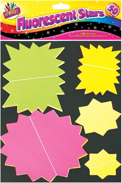 ARTBOX Fluorescent Stars - Assorted Colours (Pack of 50), 6221/48