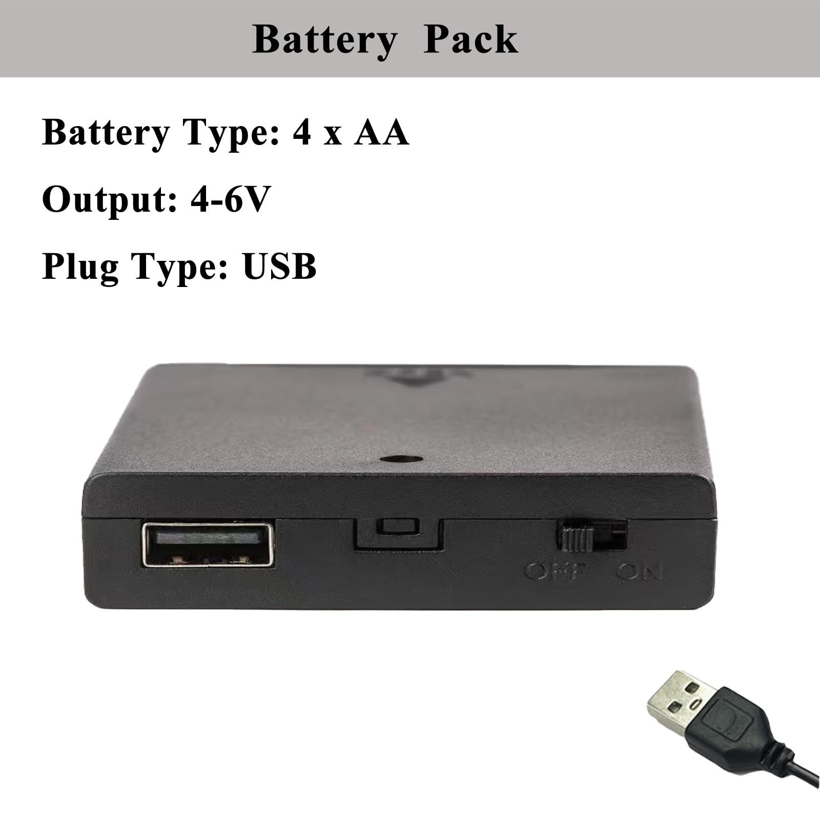 (2 PCS) 4AA Portable USB Battery Pack for 4-6V LED Neon Signs – Battery Operated Power Supply Converter for Plug-in LED Lights, Ideal for Indoor & Outdoor Use