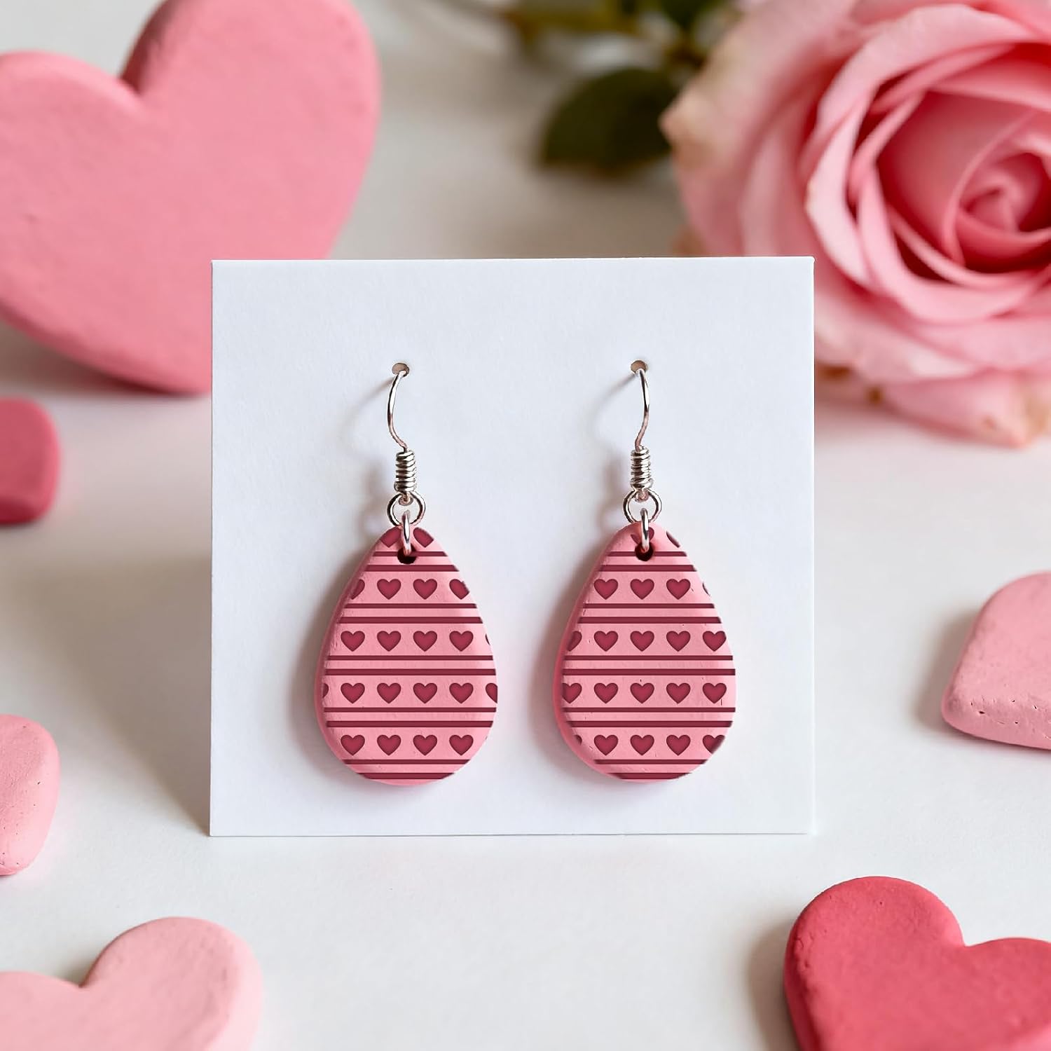 CHGCRAFT 4 Pcs Valentine's Day Heart Grid Polymer Clay Texture Sheet, 5.5x5.5Inch