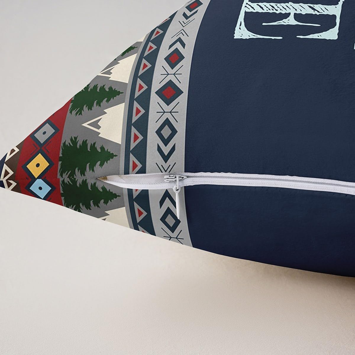 Erosebridal Lake Throw Pillow Covers,Lake House Western Aztec Accent Pillow Cases 18x18 inch Set of 4,Southwest Woodland Tree Pillow Covers,Retro Farmhouse Tribal Cushion Covers for Bed