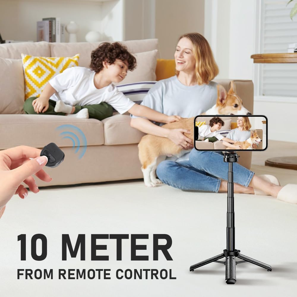 Perche à selfie magnétique de poche, multifonctionnelle et portable avec télécommande et lumière, mini trépied 4 en 1 multifonction rotatif à 360 ° pour voyage et enregistrement vidéo (1 pièce)