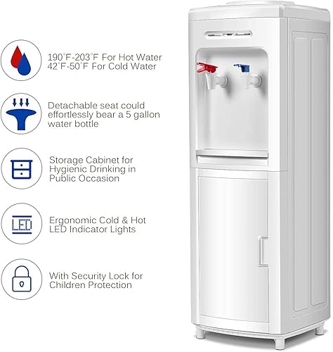 Miniatura 3 de KOTEK Dispensador de agua para enfriadores de agua, dispensador de enfriador de agua de carga superior caliente y fría con capacidad para botellas