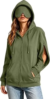 Travel Hoodie with Built-In Eye Mask, Arm Zippers & Secure Pockets