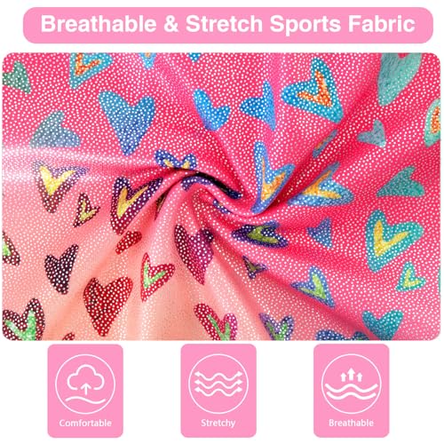 HOZIY Girls Gymnastics Leotards Outfits Sparkly Bow Back Unitards Biketard with Tumbling Shorts Hair band Kids 3-10 Years