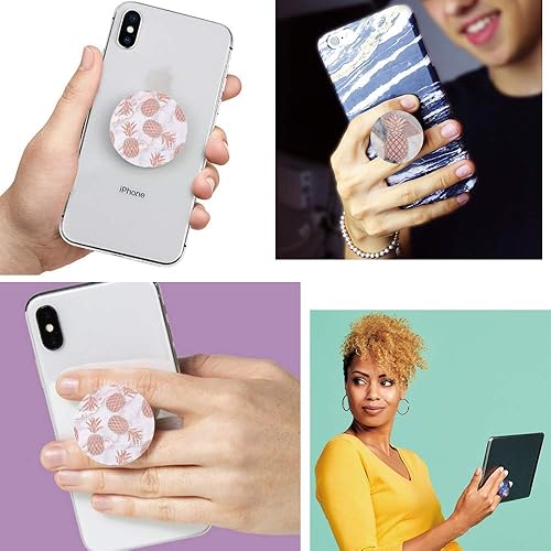 Miniatura 5 de Paquete de 3 soportes de anillo para teléfono móvil, agarre de dedo, soporte plegable de mármol de piña de oro rosa compatible con todos los