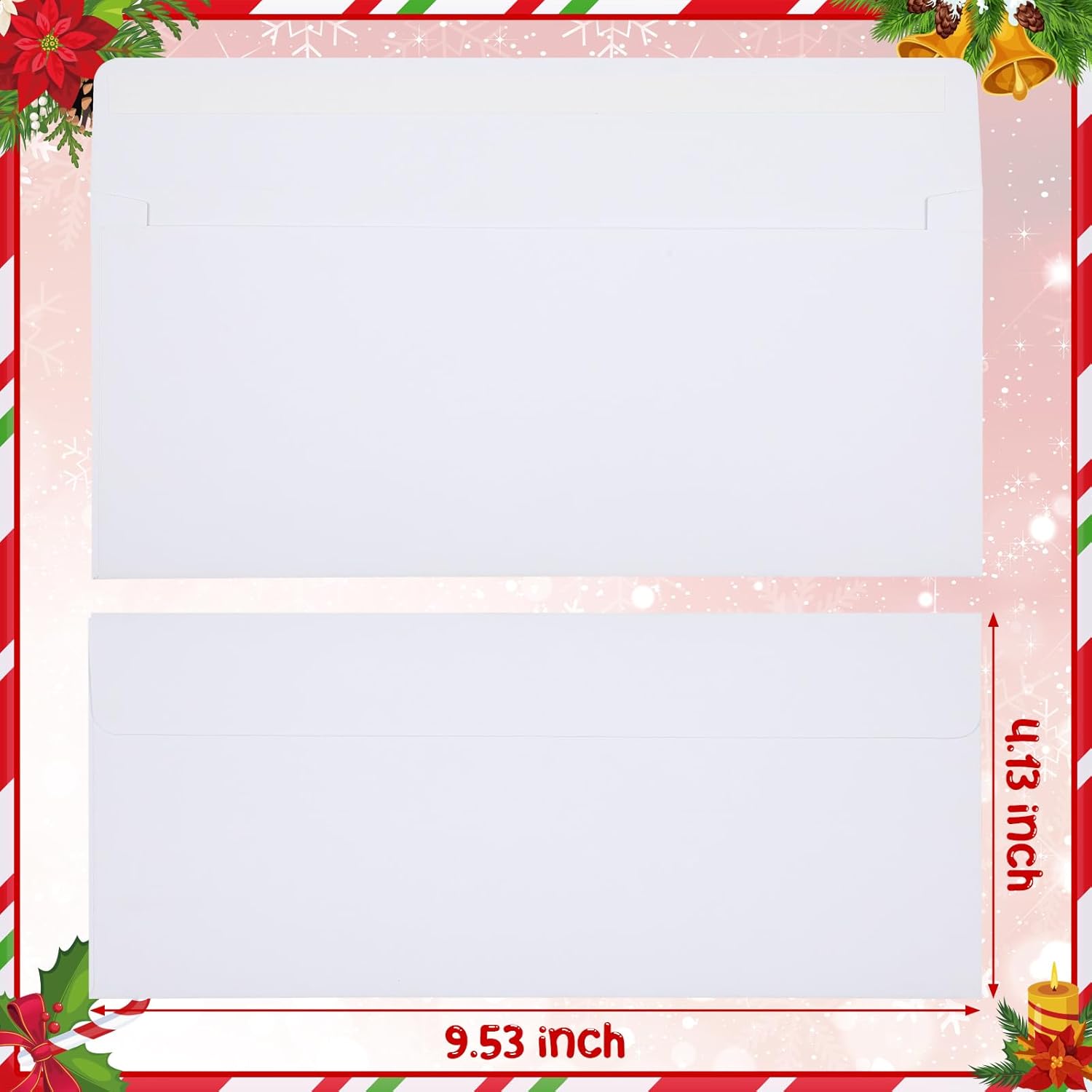 Zhanmai 60 Piece Christmas Envelopes #10 Holiday Xmas Self Adhesive Envelopes for Mailing, Office, Business, Wedding, Birthday Party Gift Supplies, 4.13 x 9.53 Inch (Candy Style)