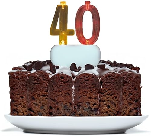 Miniatura 4 de Juego de velas y número iluminado multicolor para torta de cumpleaños, 5 unidades, 40, Multicolor