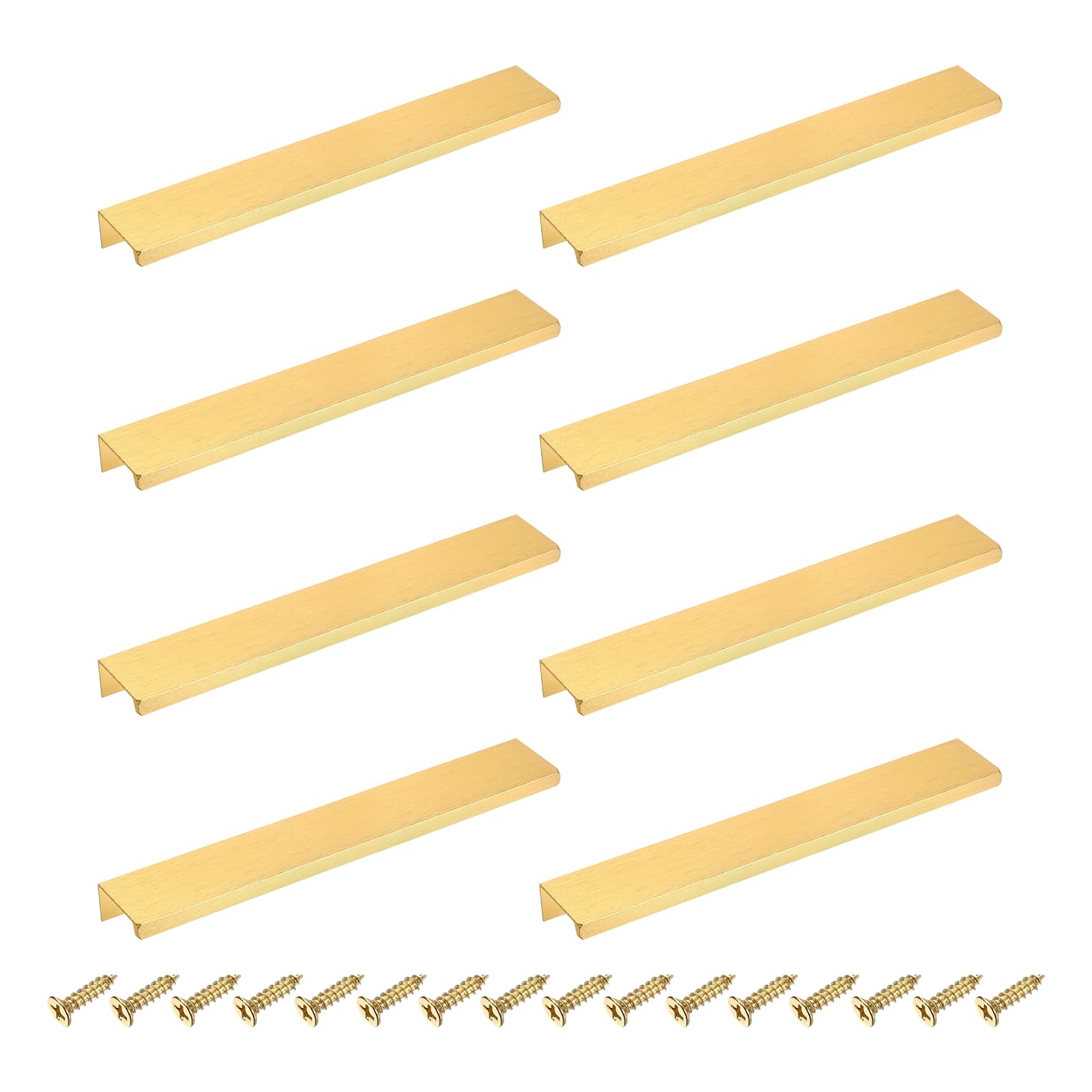 sourcing map Cabinet Finger Edge Pull, 8pcs 200mm / 7.87" Aluminum Alloy Back Mount Hidden Cabinet Pulls Concealed Handle for Home Kitchen Drawer Cabinet, Gold