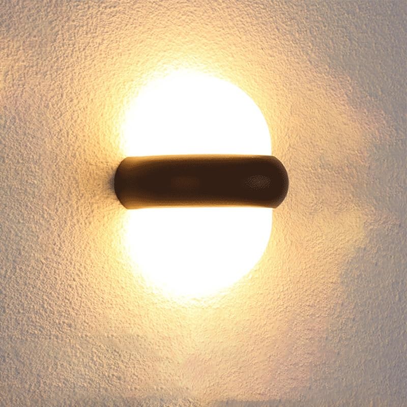 Applique murale extérieure LED demi-cercle en aluminium noir étanche