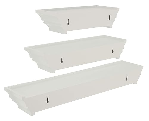 Miniatura 4 de Kiera Grace Madison Classic Crown Molding - Estantes flotantes de pared, madera robusta de ingeniería, fácil montaje, ideal para decoración