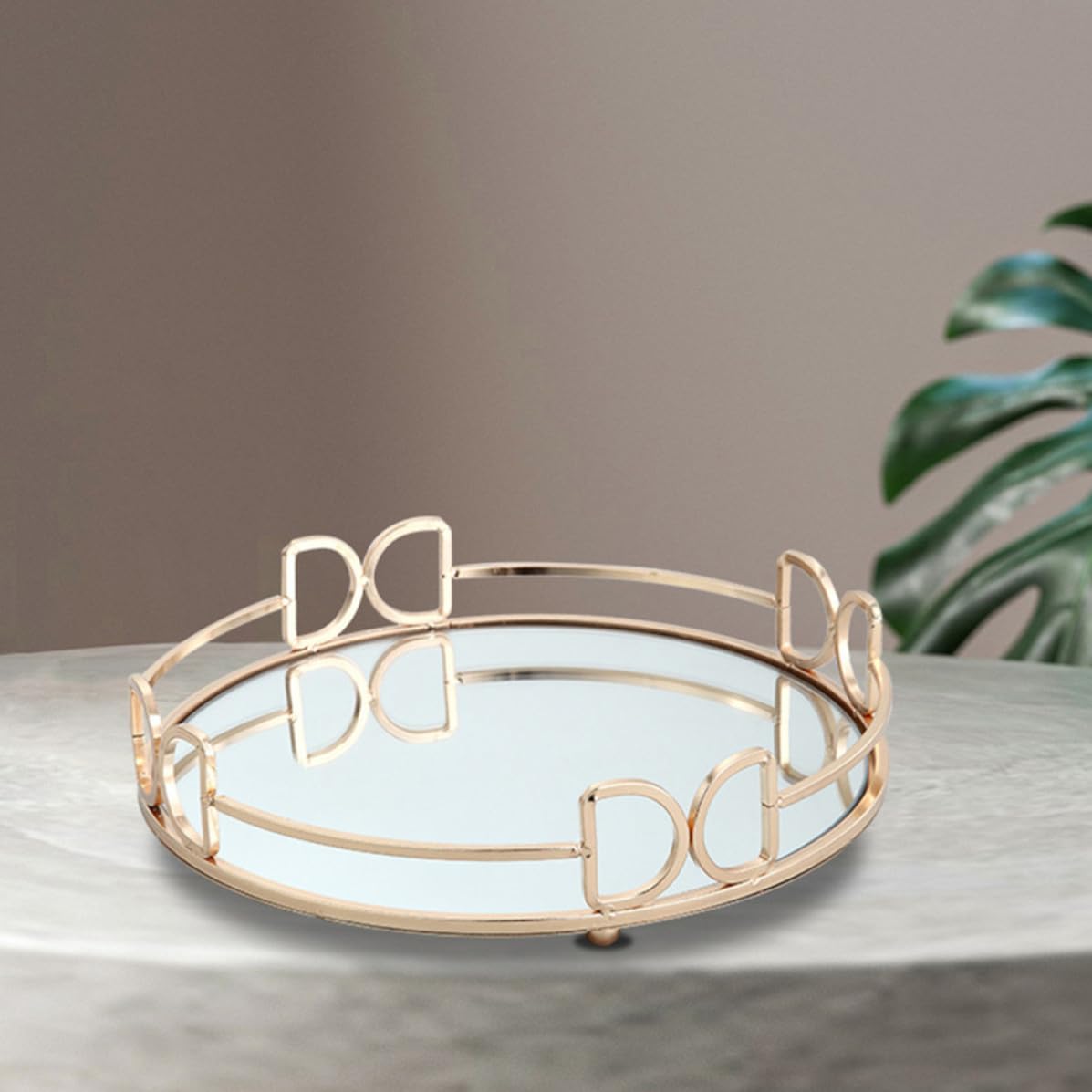 Bandeja Decorativa para Almacenamiento Fácil y Organización Espejo Dorado de Metal Estilo Nórdico en Hogar o Vestidor