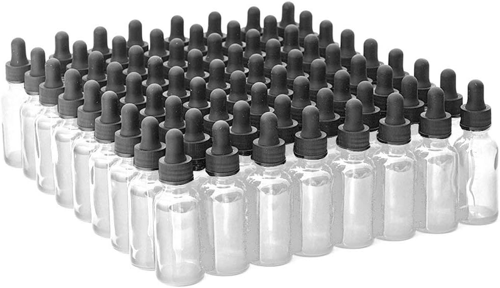 7 Colors Available - The Bottle Depot Bulk 72 Pack 1 oz Clear Glass Bottles With Dropper; Wholesale Quantity for Essential Oils, Serums with Pretty Finish to Protect and Preserve Quality