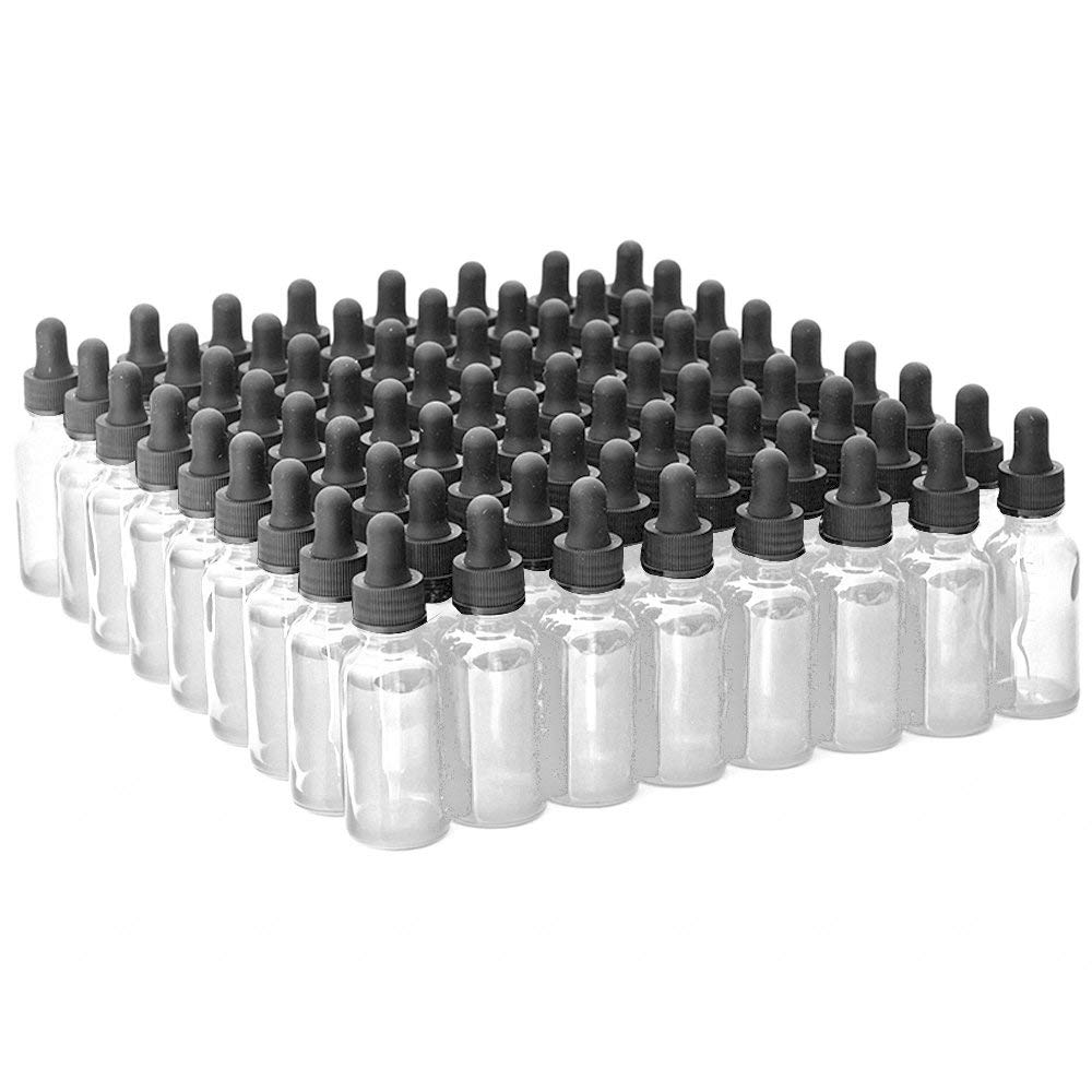 7 Colors Available - The Bottle Depot Bulk 72 Pack 1 oz Clear Glass Bottles With Dropper; Wholesale Quantity for Essential Oils, Serums with Pretty Finish to Protect and Preserve Quality