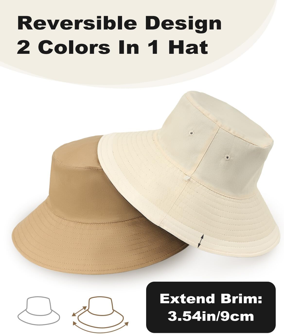 Zylioo XXL Bucket Hat for Big Heads, Reversible Fishing Sun Hat image 2
