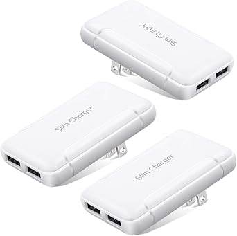 USB Charger Plug, Excgood Ultra Compact USB Wall Charger Foldable Wall Plug Compatible with Home Camera, iPhone 16 15 14 13 Pro Max/12/11/Xr/Xs/X, Galaxy S24, Pixel and More Smartphone, 3-Pack,White