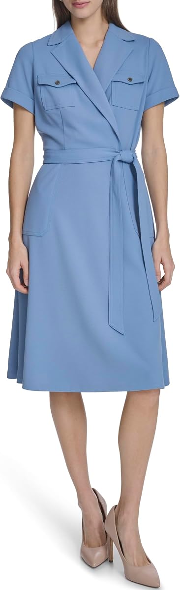 Vestido tipo chaqueta con lazo y manga corta de Calvin Klein
