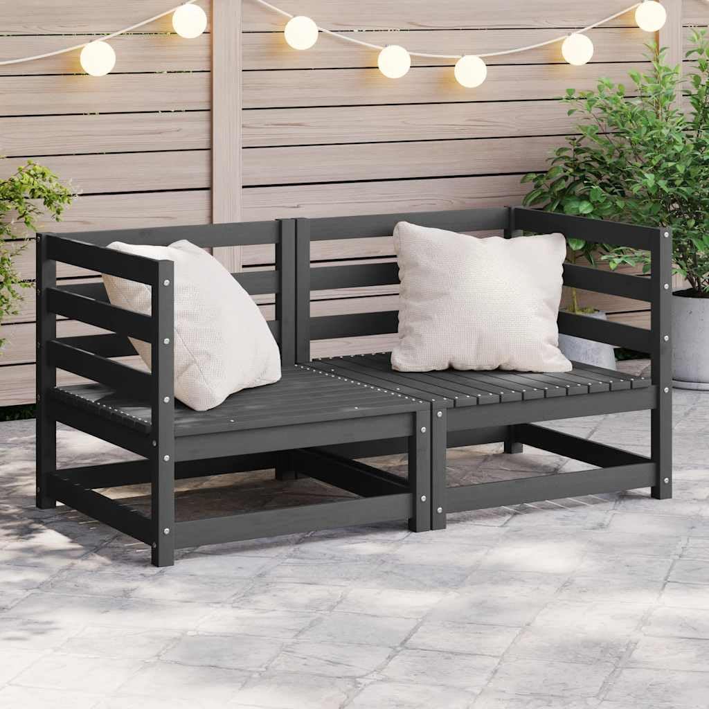 Canapé d'angle de jardin en pin robuste et convertible | Ensemble modulaire gris