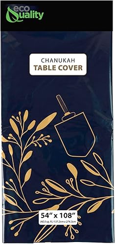 EcoQuality Mantel desechable de Hanukkah, suministros para fiestas temáticas de Janucá, mantel rectangular de plástico para festivales, 54 x 108