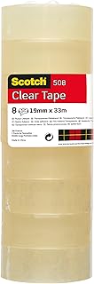 Scotch Ruban Adhésif Transparent 508 - 8 Rouleaux - 19mm x 33m - Ruban Adhésif Transparent à Usage Général pour l'Ecole, la Maison et le Bureau