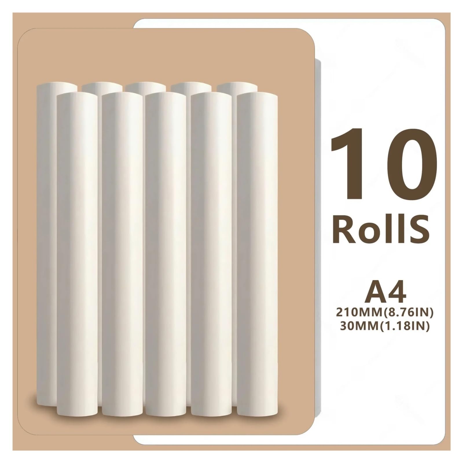 Thermopapierrolle 210 * 30mm M832 M833 M834 M835 | M836, weisses Thermopapier, wischfest, fur tragbares Drucken ohne Papierstau(10 Rolls)