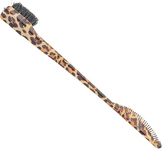 GANAZONO Double-ended Leopard Print Eyebrow Brush and Comb Portable Travel Cosmetic Eyebrow Applicator Brush with Fan-shaped for Precise Eye Makeup and Brow Grooming