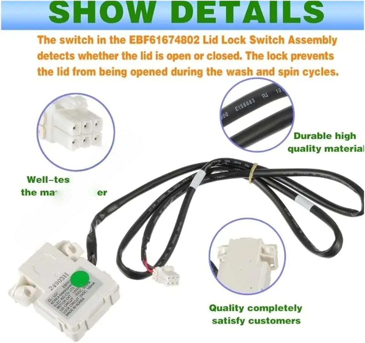 Washing Machine Lid Switches Part EBF61674802 Washer Lid Switches Washing Machines Accessories Easy 4XFB