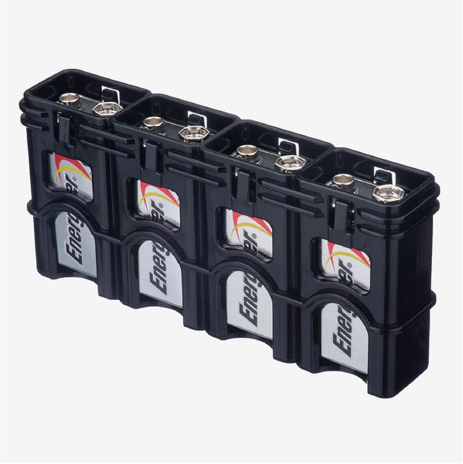 Storacell SL9VTB by Powerpax SlimLine 9V Battery Caddy, Black, Holds 4 Batteries