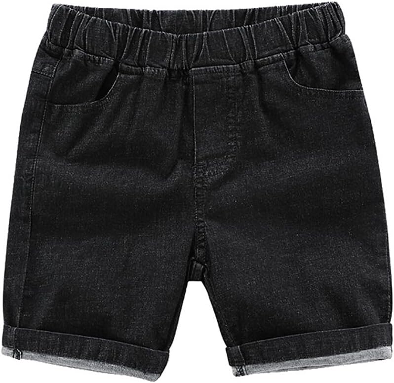 HAOLUKI Toddler Baby Boys Cotton Denim Jeans Shorts Girls Elastic Waist Pull On Knee Length Summer Casual Short Pants
