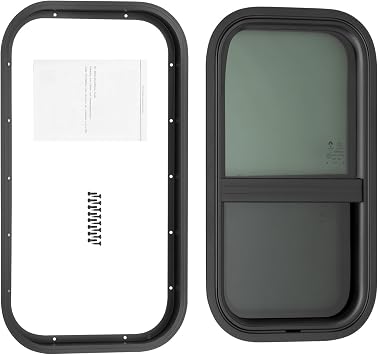 12x22 Vertical Sliding RV Window, RV Camper Window Universal Cargo Trailer Vertical Slide Marine Camper Replacement Window for Camper, Horse Trailers