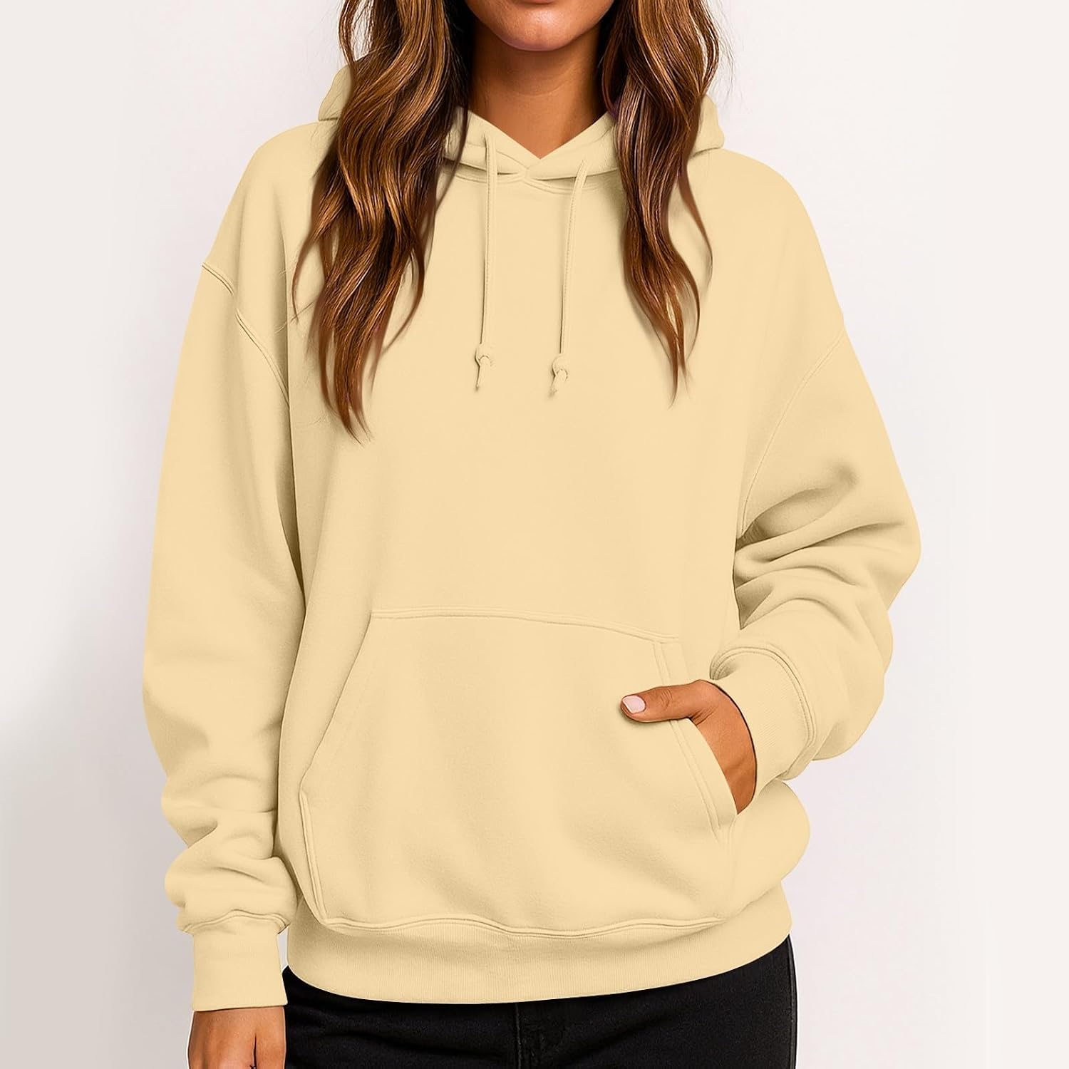 Women's Oversized Hoodies Fleece Casual Pullover with Pocket Long Sleeve Sweatshirts 2026 Fashion Fall Winter Clothes