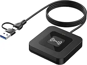 Leitor de cartão inteligente NFC CAC Militar, interface dupla USB DOD Militar ID/IC leitor de cartão com NFC sem contato, adaptador USB C compatível com Windows, Linux, MacOS