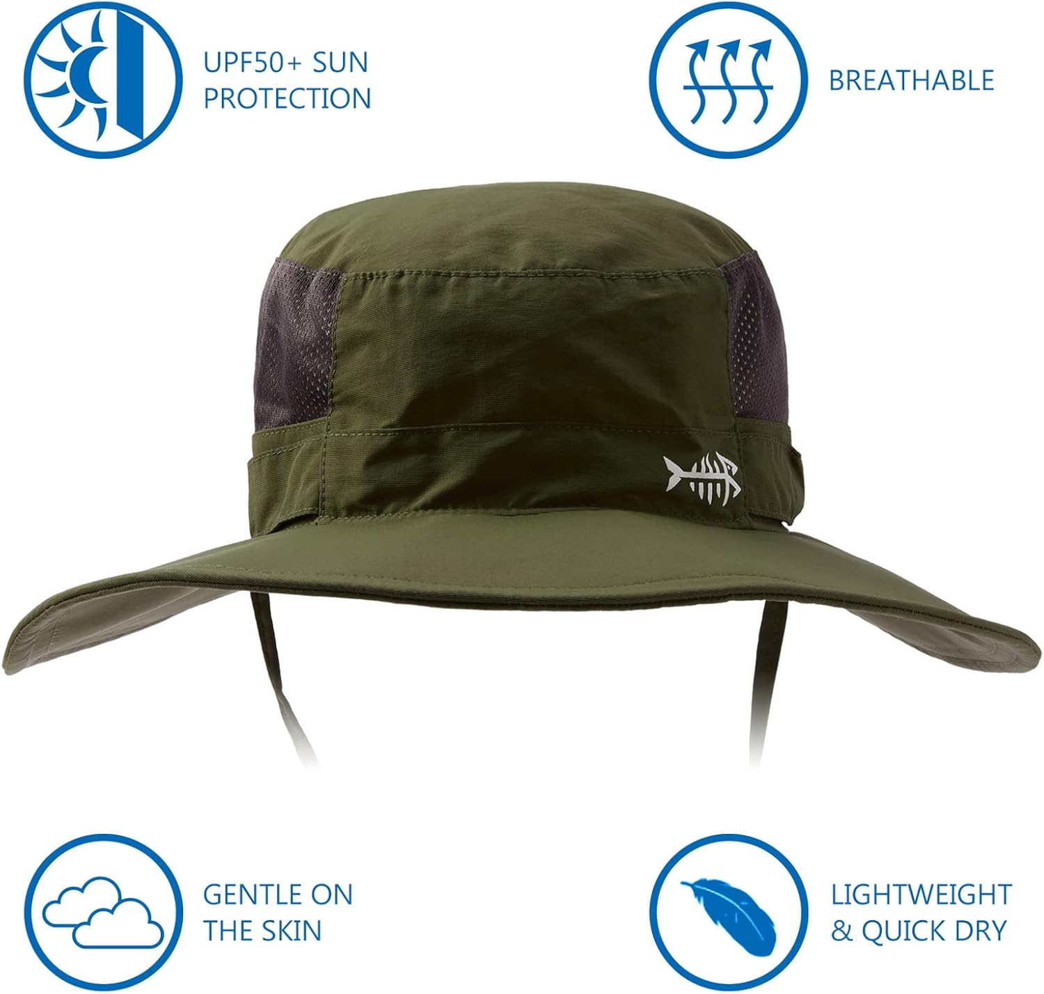 BASSDASH UPF 50+ Sun Fishing Hat Water Resistant with Detachable Neck Flap - Image 2