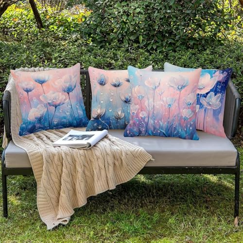 Housse coussin imperméable 50x50 rose lavable fermeture invisible - 3