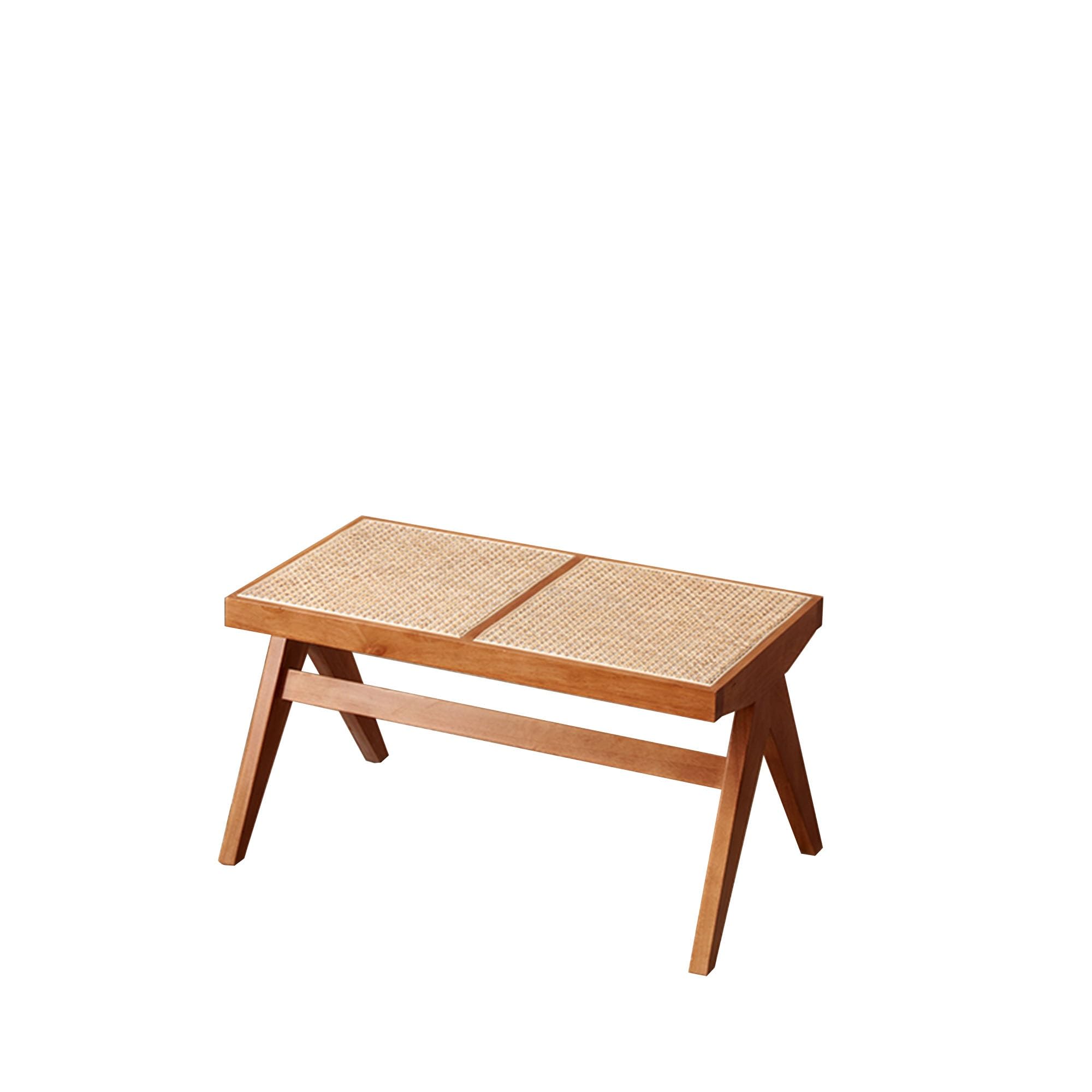 MSHGSKU Farmhouse Rattan Woven Bench Seat for Entryway, Bedroom, and Living Room