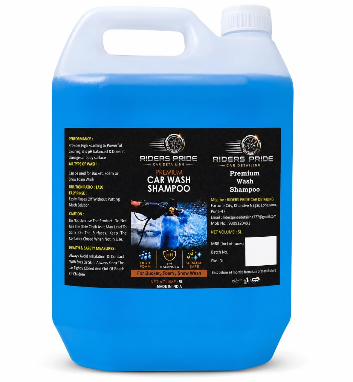 Riders Pride High Foam Car wash shampoo |PH Neutral Deep Cleaning | for cars & Bike (5l)-image-36