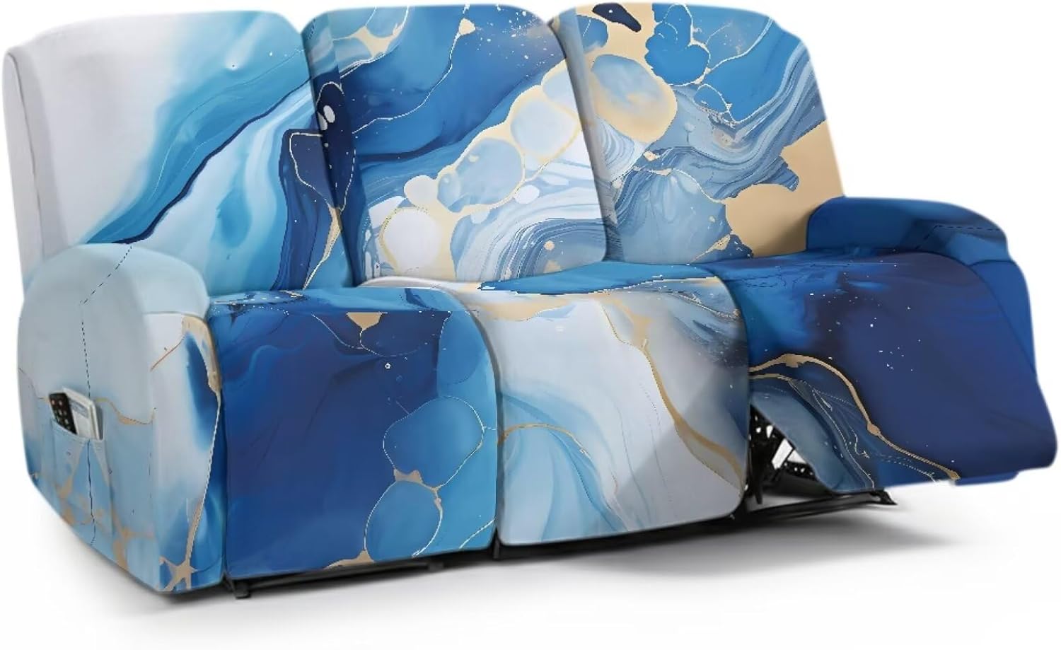 Brown Aztec Tribal Leopard Print Non-Slip Recliner Couch Cover for 3 Seater Sofa Covers Washable Furniture Protector Slipcovers Anti-Dust 8 Pcs Set Home Decor