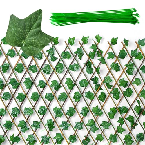 Celosias Extensible 80x200 | Celosias para Terraza Exterior o Interior con Hojas | Decorativa, Duradera y Versátil | Facil de Instalar en el Jardín, Balcón y Terrazas (80x200 Hiedra)