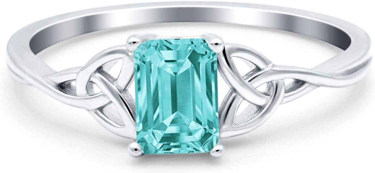 Blue Apple Co. Emerald Cut Wedding Engagement Ring Simulated Cubic Zirconia Solid 925 Sterling Silver