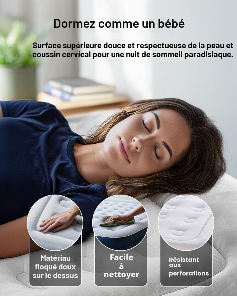 Active Era Matelas Gonflable 2 Personnes 152×203×35,5 cm – Confort Max, Pompe Électrique Intégrée, Gonflage Rapide 3 Min, Doux & Velours, Idéal Maison et Invités