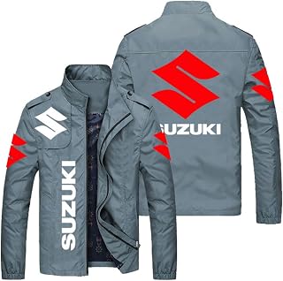 LICEEL Men's Jackets Full Zip Sweatshirt with SU-ZU-KI Print Casual Coat Lightweight Long Sleeve Tops Cardigan Jacket(Color: Gray,Size:3XL)