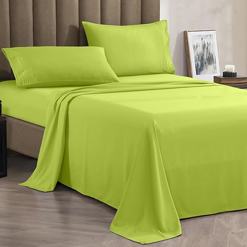 Vista 106 de Juego de sábanas de microfibra de 4 piezas prémium de calidad hotelera 1800 hilos, resistente a las arrugas, ultra suave y transpirable, juego